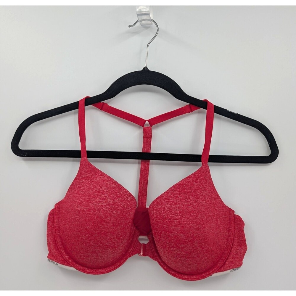Victoria's Secret Bra 36C Red Heather Uplift Semi Demi Racerback